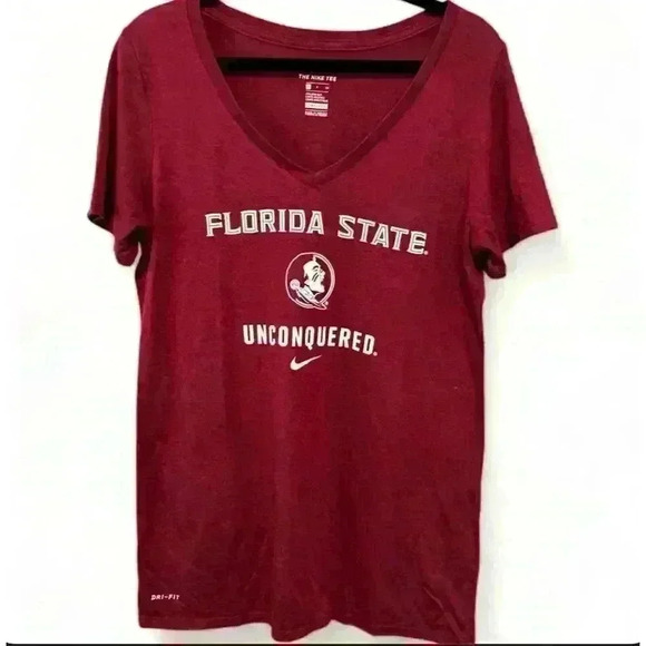 Nike Florida State Seminoles Women's V-Neck Tee Red Size Small - Picture 1 of 6